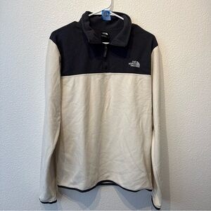 The North Face Two-Tone Quarter-Zip Fleece - Black & Cream Sz M
